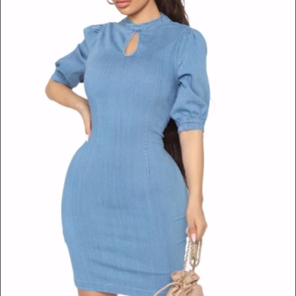 ❤️Final Sale❤️NWOT Fashion Nova Fitted Stretch Denim Dress Size M